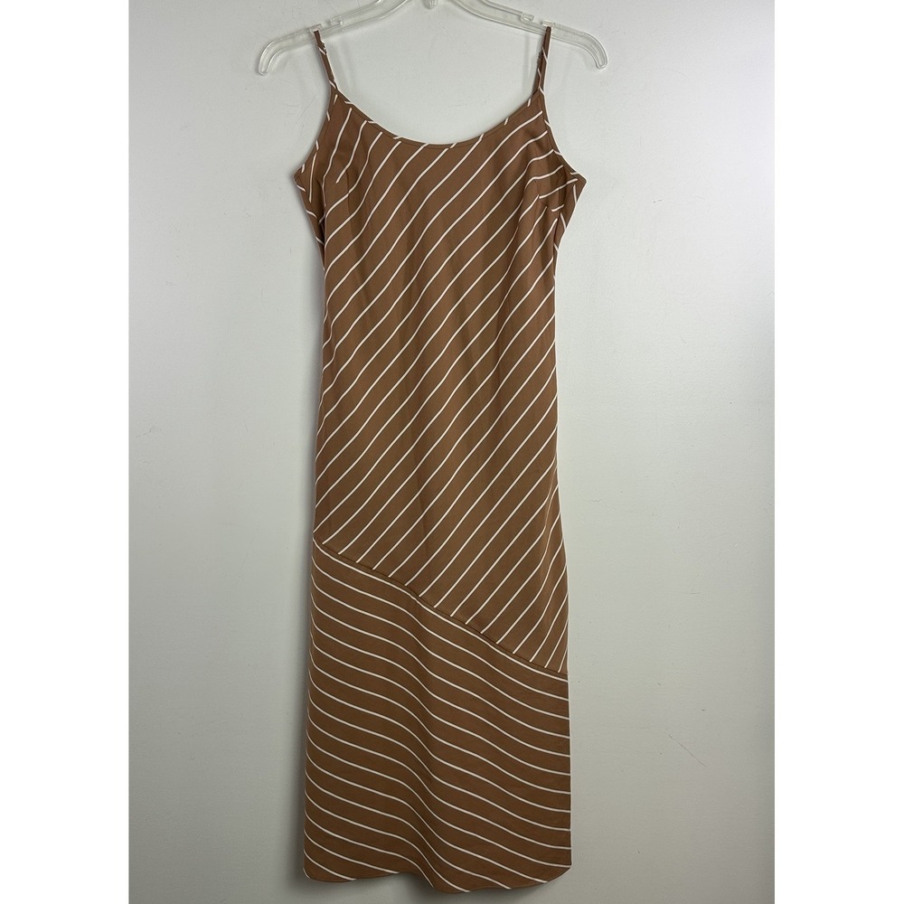 Jenni Kayne Slip Dress Camel Striped Long Small Classic Timeless Feminine - Picture 2 of 11